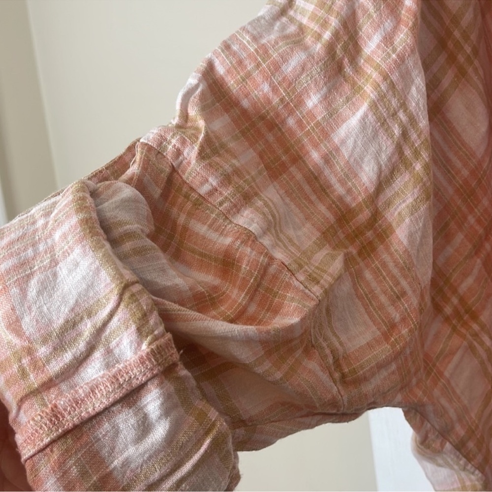 American Eagle Oversized Plaid Button Down Linen Blend Medium - Picture 7 of 14